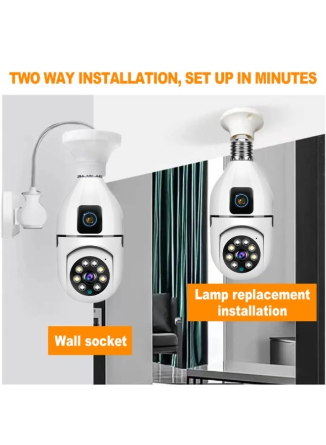 CRONY Y27 1080P Smart Security Bulb Camera with WiFi, Dual Lens, 350° Horizontal & 90° Vertical, Color Night Vision, Two-Way Audio, Motion Detection, TF Card & Cloud Storage, App Compatible. Suitable for home/baby/pet/burglar protection home security monitoring camera. - Image 2